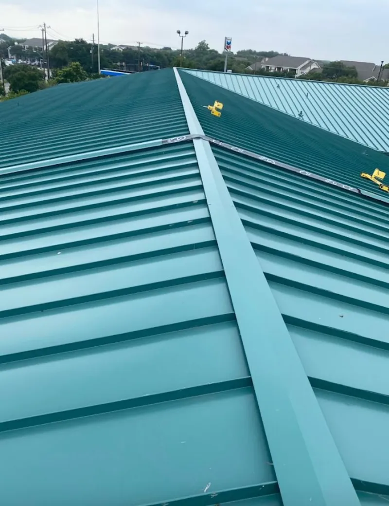 Green commercial metal roof ridge and valley for Metal Roof Repair in Senoia